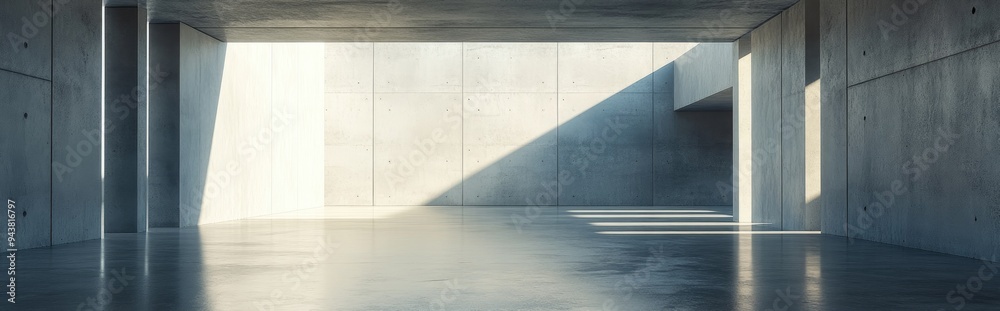 Poster abstract interior architecture with an empty concrete space 3d rendering