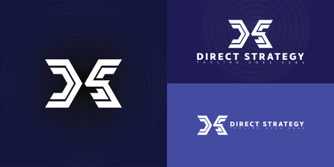 Modern initial letter DS or SD in white isolated on multiple background colors. The logo is suitable for business and consulting company logo design inspiration templates.