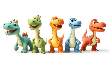 Dino-mite Claymation Crew: Colorful Cartoon Dinosaurs on a Whimsical Adventure