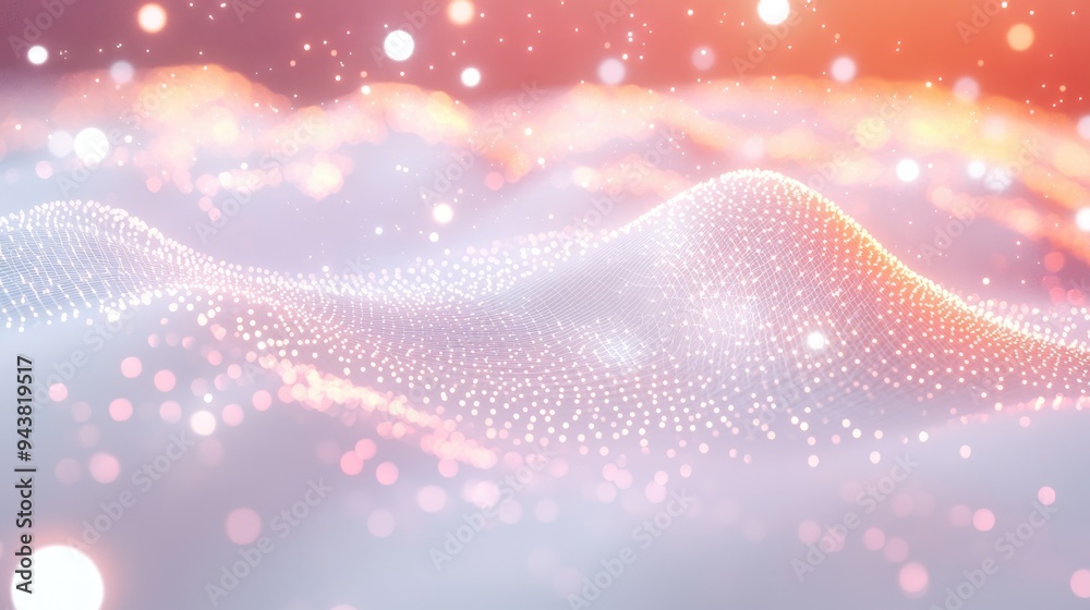 Aufkleber 3D illustration featuring a white abstract background with a hi tech network and a cyberspace grid depicting a starry outer space texture in a cartoon rendering style