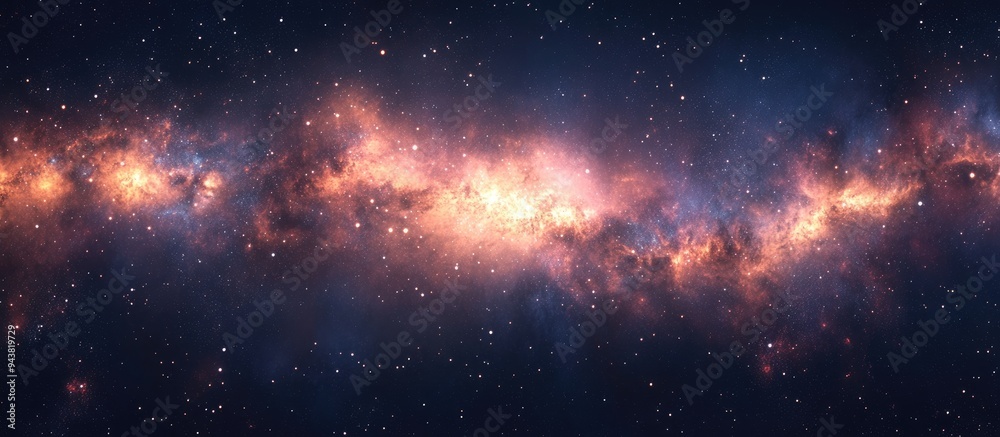 Poster 360 degree space nebula panorama in 3D cartoon rendering featuring equirectangular projection and environment map HDRI spherical panorama showcasing a space background with nebula and stars