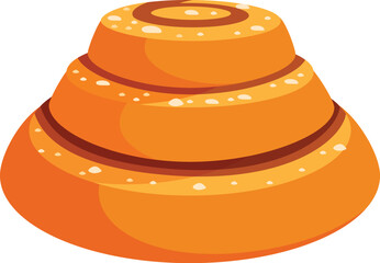 Delicious and tempting freshly baked cinnamon roll bun pastry showing the swirls of cinnamon and sugar filling