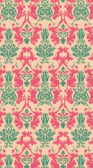 Fruits, Flowers, Florals, Shapes, Pink and Green, Abstract Image, Texture, Pattern Background, Wallpaper, Smartphone Cover and Screen, Cell Phone, Computer, Laptop, 9:16 and 16:9 Format