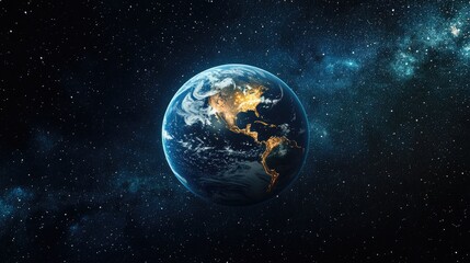 3D cartoon depiction of a stunning planet Earth in space with a backdrop of stars