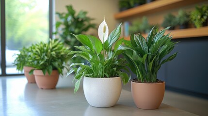 plants like peace lilies snake plants are featured in the counselors office to create a nature-themed mental health wellness concept banner
