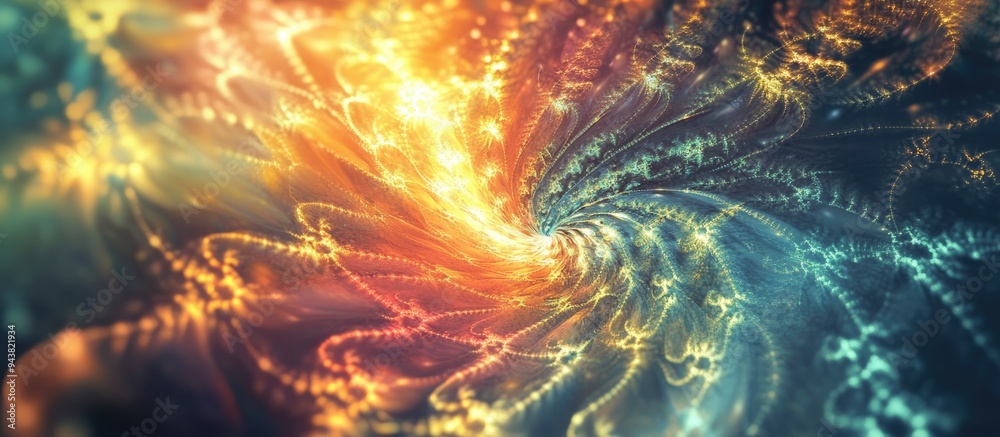 Poster Fractal light background with 3D cartoon rendering