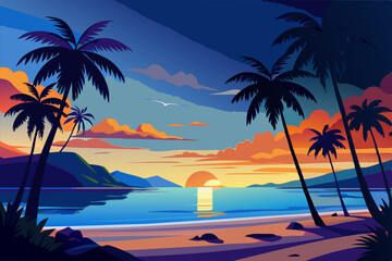 Vector beautiful Indonesian beach scene