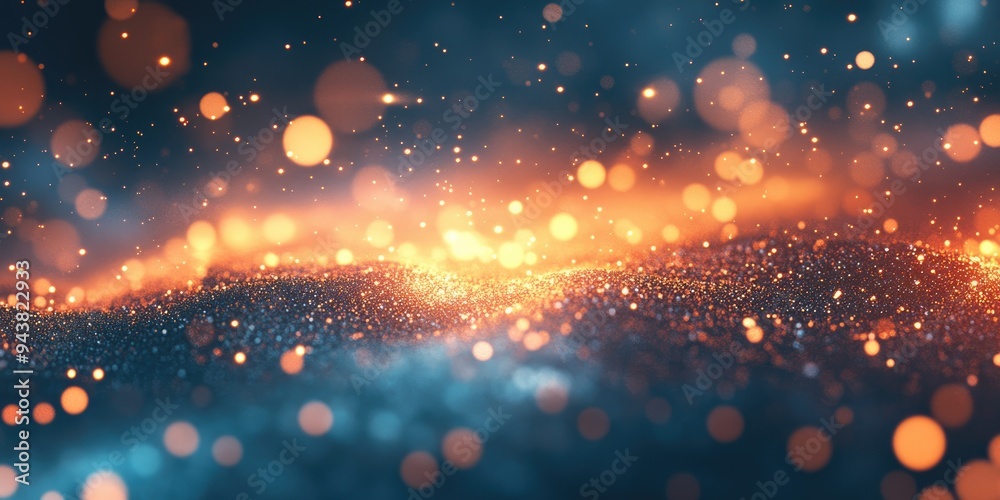 Poster Elegant abstract background with bokeh lights and stars in a 3D cartoon rendering texture