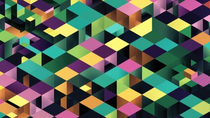 Colorful Interlocking Cubes in Abstract 3D Geometric Design