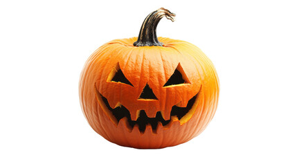 Spooky Jack-o-Lantern with Menacing Grin on White Background for Halloween Decoration and Design Projects