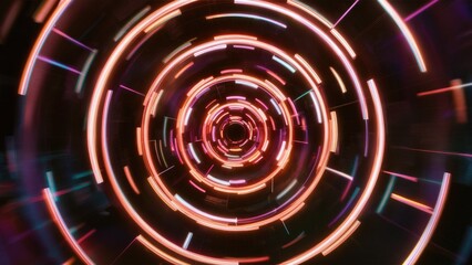 Fototapeta premium Dynamic 3D spiral background animation featuring vibrant flickering lights and shifting perspectives