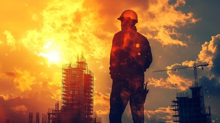 Construction Worker Showcasing Innovative Methods and Creative Approaches in Construction