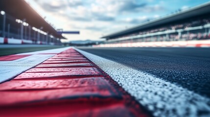 Professional Racing Track Surface with Painted Curbs Representing Motorsport Precision Speed Engineering and Competition