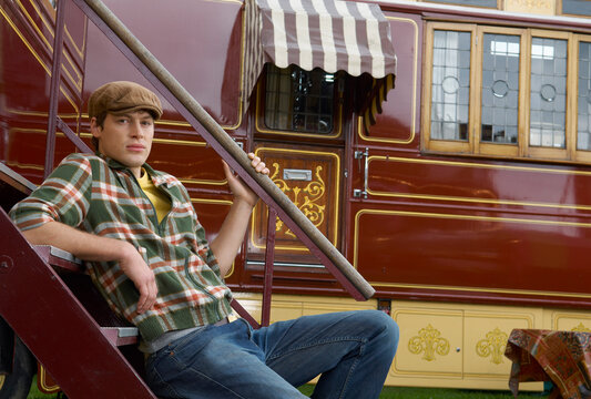 Man at Carters Steam Fair, England