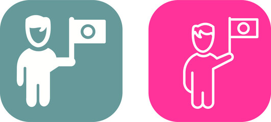 Raising Flag Vector Icon