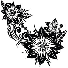 Fototapeta premium Colorful floral Corner silhouette Design Vector illustration in flat style , isolated in white background