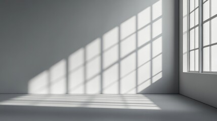 Obraz premium Gray background for product presentation with shadow and light from windows