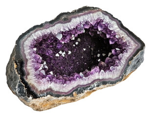PNG Vibrant amethyst geode with crystals
