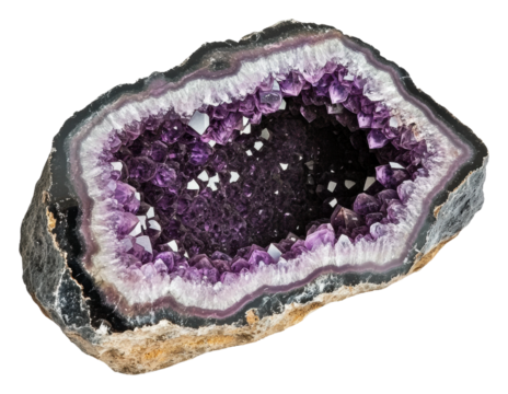 PNG Vibrant amethyst geode with crystals