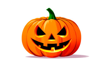 Halloween Jack o Lantern pumpkin with spooky face, illustration isolated on white background