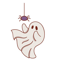 Retro Ghost with Spider Halloween