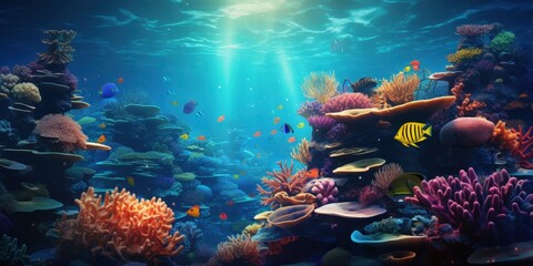 Naklejka premium Underwater Coral Reef Ecosystem