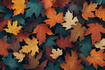 A Close-Up View of Multicolored Autumn Leaves