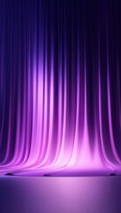 Elegant, purple stage curtains with dramatic lighting, creating a luxurious atmosphere perfect for theater scenes, presentations, or performance backdrops.