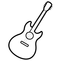 Guitar outline silhouette. Music instrument line icon. Vector illustration.