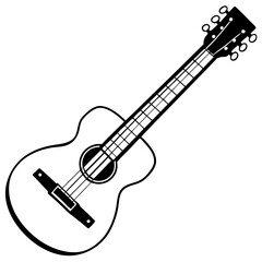 Guitar outline silhouette. Music instrument line icon. Vector illustration.