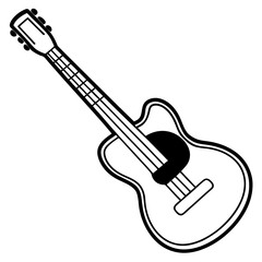 Guitar outline silhouette. Music instrument line icon. Vector illustration.