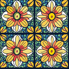 floral and leaf seamless patterns in doodle-style tile designs with graphic format.
