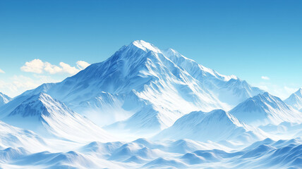 Obraz premium A breathtaking view of a snow-covered mountain range under a clear blue sky