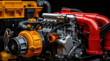 Fototapeta premium High-torque diesel engine with fuel injection systems designed for powerful acceleration while maintaining fuel efficiency, car motor fuel acceleration, diesel fuel power