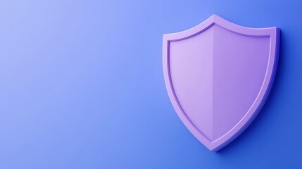 Elegant purple shield symbol on a gradient blue background, representing security and protection. Ideal for cybersecurity and digital safety themes.