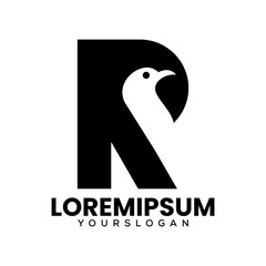 initials letter R bird  logo design