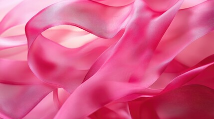 Obraz premium Fluid pink ribbons in an abstract arrangement, forming a dynamic and elegant motion with a striking visual impact.