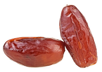 Dried date fruits isolated on a white background. Tasty sweet dates.