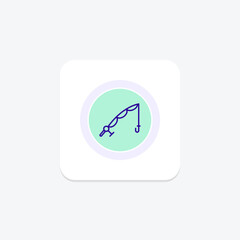 Fishing Rod icon, rod, fish, angling, reel line icon, editable vector icon, pixel perfect, illustrator ai file