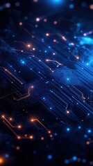 Obraz premium Abstract futuristic circuit board background with glowing lights and intricate patterns. Perfect for technology and sci-fi themes.