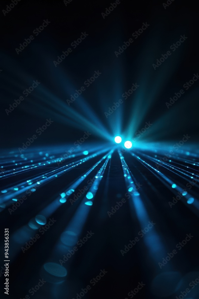 Aufkleber Abstract blue light beams and bokeh creating a dynamic and futuristic background, perfect for technology and sci-fi themes.