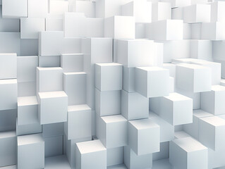 Obraz premium Fantastic White cubes arranged in a room, perfect for interior design concepts