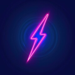 Neon lightning bolt design on a dark background, showcasing vibrant pink and blue colors with a modern artistic flair