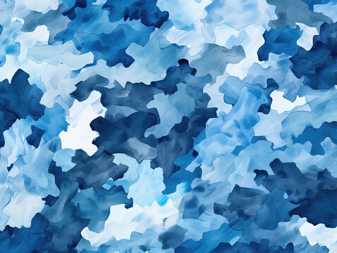 Awesome Blue cadpat camouflage seamless pattern design Navy blue USA camouflage seamless pattern