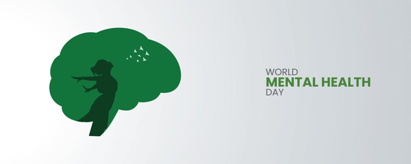 World Mental Health Day, mental health creative design. Mental freedom concept design for banner, poster, 3d Illustration © artdesign