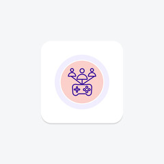 Social Gaming icon, gaming, game, multiplayer, friends line icon, editable vector icon, pixel perfect, illustrator ai file
