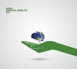 World Mental Health Day, mental health creative design. Mental freedom concept design for banner, poster, 3d Illustration