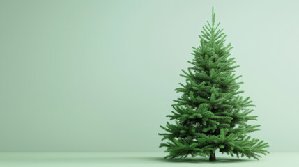 Minimalist Christmas Tree on a simple Green Background, Perfect for Elegant Holiday Decor and Modern Seasonal Displays