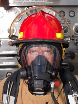 Firefighter by Fire Truck