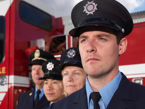 Firefighters by Fire Truck